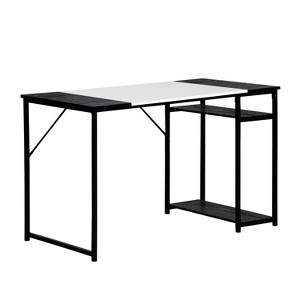 HomeRoots 47" Black and White Wood and Metal H-Shape Computer Desk - 1 of 4
