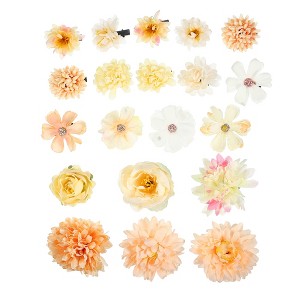 Unique Bargains Women's Fake Flowers Hair Clips Beige 20 Pcs - 1 of 4