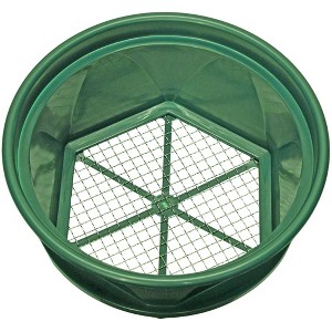 Sluice Fox 13 1/4 inch gold classifier prospecting pan - stainless steel mesh sifting pan fits atop 5 gallon bucket; mealworm strainer - 1 of 2
