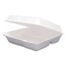 Dart Foam Hinged Lid Containers, 3-Compartment, 9.25 x 9.5 x 3, White, 200/Carton - image 4 of 4