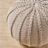 GlasFlength Bean Bag Seats Comfortable Soft Modern Knit Weave Round Pouf Elegant Design for Living Room Bedroom, Beige, 19.5"*19.5"*12.75" - 4 of 4