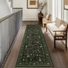2 x 6 ft Polyester Black Rectangular Hallway Bathroom Entryway Kitchen Office Foldable Flower Printed Modern Washable Area Rug - 3 of 4