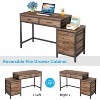 PAGED 51" Reversible Computer Desk Rustic Home Office Desk with Reversible 3-Drawer File Cabinet and 2 Integrated Drawers for Living Room - 3 of 4