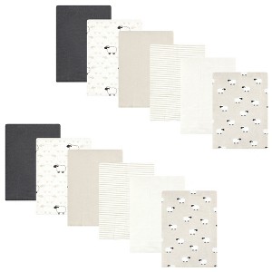 Hudson Baby Flannel Burp Cloth 12pk, Taupe Sheep, One Size - 1 of 4