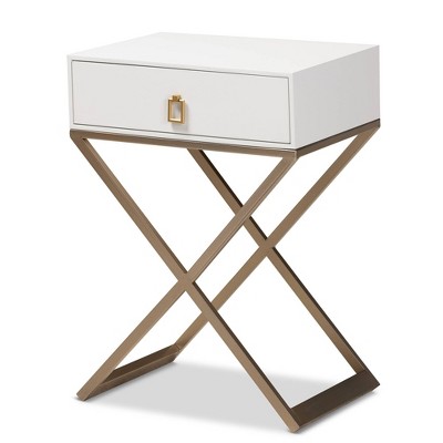1 Drawer Patricia Brass Tone Metal Nightstand - Baxton Studio