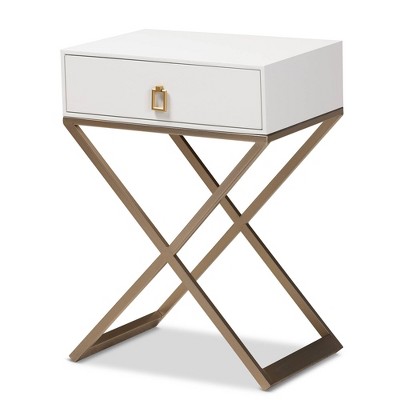 white and gold nightstand target