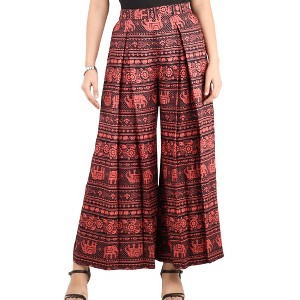 Artyska Women's Elastic Waist Wide Leg Boho Palazzo Beach Pants - 1 of 4