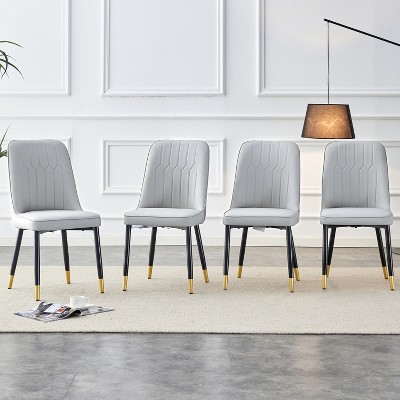 QingMoon Modern Dining Chairs Set of 2, Equipped with PU Leather Backrest Cushions and Metal Legs, for Restaurants, Kitchens, and Bedrooms