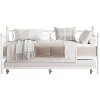 Twin Size Metal Daybed Frame with Trundle Heavy Duty Metal Slats, Mattress Foundation Platform Sofa Bed with Headboard for Bedroom - 3 of 4