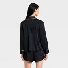 Women's Luxury Collection Satin Notch Collar Long Sleeve Shirt and Shorts Pajama Set - Auden™ - 2 of 3