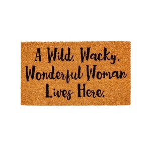 Evergreen Flag Funny Welcome Mat Coir Doormat | 28" x 16" Front Door Mat Outdoor Entrance | No Slip Door Rugs Entryway Indoor | Wonderful Woman - 1 of 4