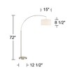 360 Lighting Cora Modern Arc Floor Lamp Standing 72" Tall Brushed Nickel Metal White Linen Drum Shade for Living Room Reading Bedroom Office House - 4 of 4