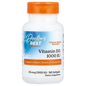 Doctor's Best Vitamin D3, 25 mcg (1,000 IU), 180 Softgels - 1 of 2