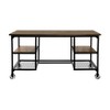 Vynxaria 4-Shelf Writing Desk with Metal Casters Natural Rustic Black Metal Modern Traditional Aesthetic for Home Office - 3 of 3