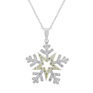 Slickblue Snowflake Pendant for Women, Rhodium-Plated, Pave Cubic Zirconia, 16-Inch Chain + 3-Inch Extender - 1 of 3