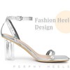 Perphy Women's Square Toe Rhinestone Strap Clear Block Heels Sandals - 4 of 4