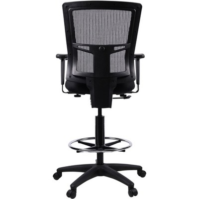 Black Mesh Swivel Drafting Stool with Adjustable Arms