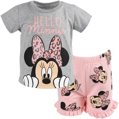 Mickey Mouse & Friends Minnie Little Girls T-shirt French Terry Shorts ...