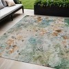 Teal Blue And Green Floral Washable Indoor Outdoor Area Rug - 2 of 4