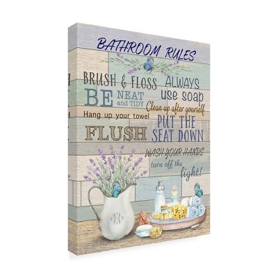 Trademark Fine Art -Jean Plout 'Lavender Bathroom Rules' Canvas Art