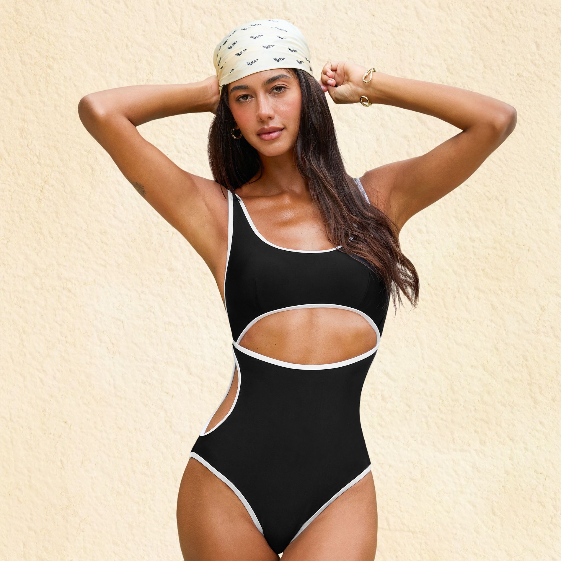Women's Chic Contrast Trim One-Piece Swimsuit - Cupshe
