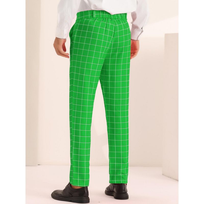 Lars Amadeus Men's Slim Fit Business Tapered Checked Printed Dress Trousers, 3 of 6