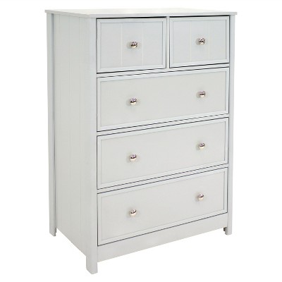 Sunnydaze Beadboard Vertical Dresser Chest with 5 Drawers - 43.5" H - Gray