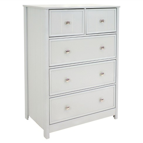 Sunnydaze Beadboard Vertical Dresser Chest with 5 Drawers - 43.5 H - Gray