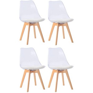 Nordlys Set of 4 Transparent Dining Chairs with Wooden Legs and Seats Modern Design Style Upholstery Dining Room - 1 of 4