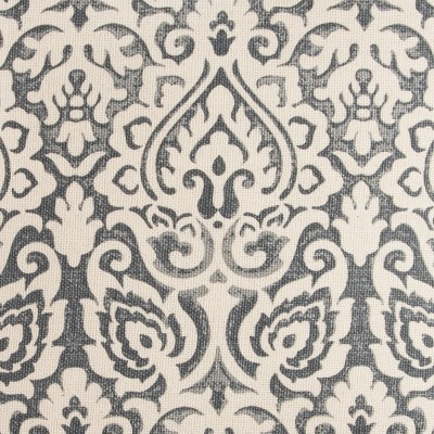 22" Gray and White Cotton Damask Square Throw Pillow