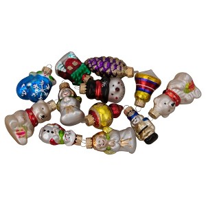Northlight 12ct Gold 2-Finish Iconic Winter Christmas Glass Figurine Ornaments 2.25" - 1 of 3