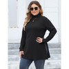 Coolmee Women Plus Size High Neck Long Sleeve Slim-Fit Striped Slit Midi Tops - 2 of 4