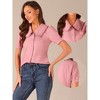 Allegra K Women's Chambray Peter Pan Collar Puff Sleeve Vintage Blouse - 2 of 4