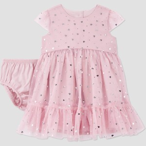 Carter's Just One You® Baby Girls' 2pc Holiday Glittery Tulle Dress - Pink - 1 of 4