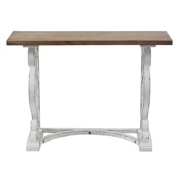 LuxenHome Vintage White and Natural Wood Console and Entry Table