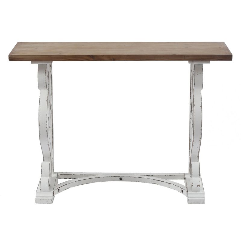 LuxenHome Vintage White and Natural Wood Console and Entry Table, 1 of 10