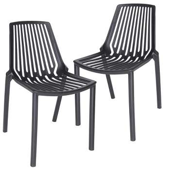 LeisureMod Acken Plastic Stackable Dining Chair Set of 2