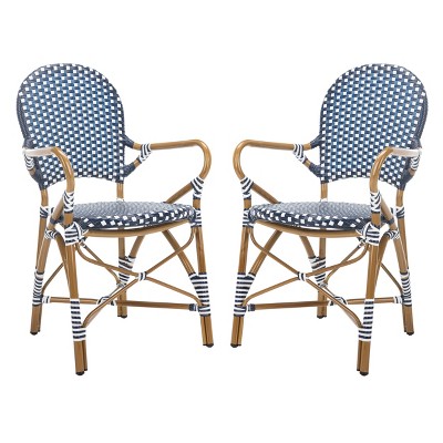 Set of 2 Hooper Indoor-Outdoor Stacking Armchair Navy - Safavieh