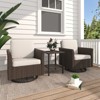 YARDSIGHT 3-Piece Outdoor Swivel Bistro Set with 2 Swivel Chairs and Side Table, Patio Conversation Set with Cushions for Balcony, Deck, or Garden - 2 of 4