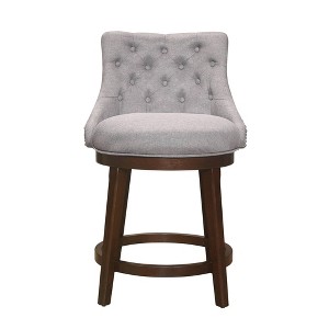 Halbrooke Wood Swivel Counter Height Barstool: Elegant Tufted Back, Nailhead Trim - Hillsdale Furniture - 1 of 4