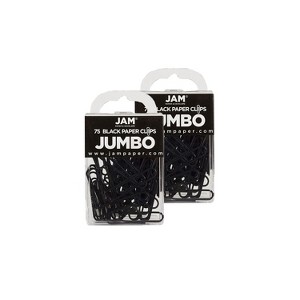 JAM Paper Colored Jumbo Paper Clips Large 2 Inch Black Paperclips 2184933A - 1 of 3