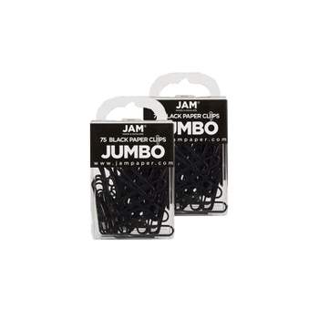 JAM Paper Colored Jumbo Paper Clips Large 2 Inch Black Paperclips 2184933A
