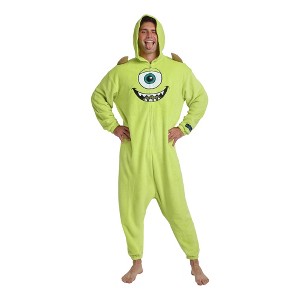 Monsters Inc Mike Wazowski Adult Green Long Sleeve Hooded Kigurumi Onesie Costume Cosplay Suit - 1 of 4