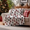 Lomsoe Christmas Flannel Blanket Throw, Christmas Trees Buffalo Plaid Dots Soft Flannel Blankets for Couch Sofa Bed. - 2 of 4