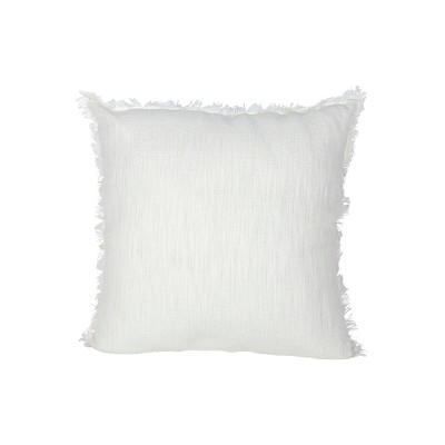 Fringe/raw edge flanged linen pillow with insert, handmade, small shop, —  Made on 23rd