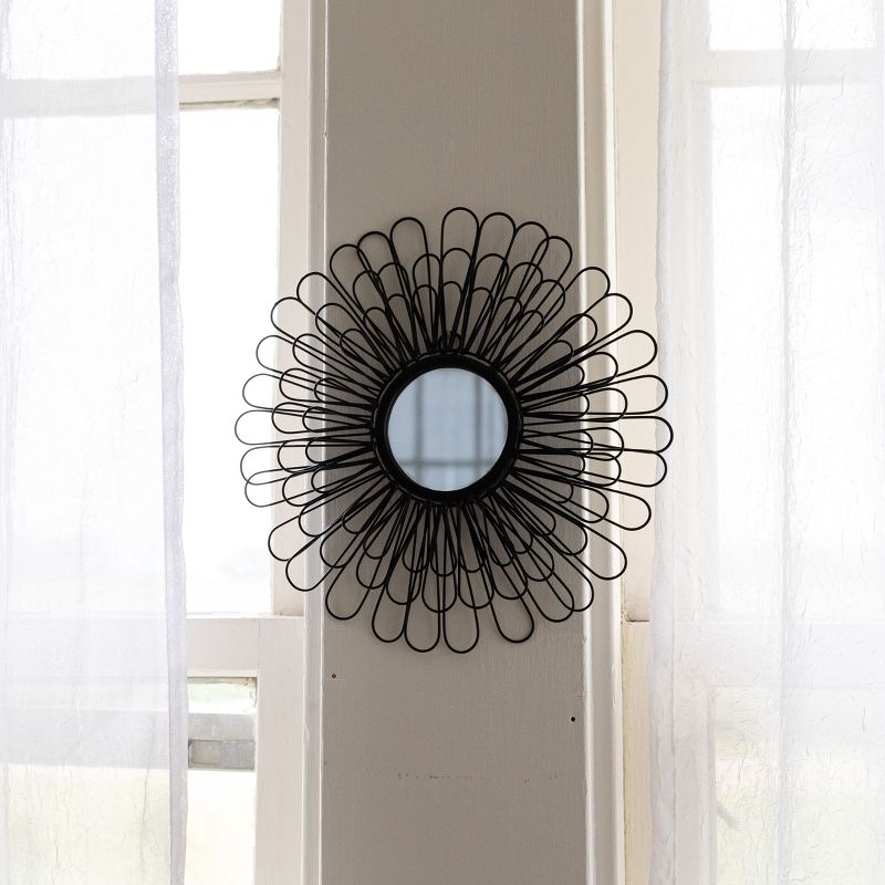Flower Wall Mirror Black Metal & Glass by Foreside Home & Garden, 2 of 7