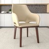 Leather Dining Chair with Rubberwood Base and Padded Seat and Back Vivara Collection - 2 of 4