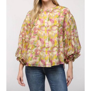 Women's Tencel Bubble Sleeve Top - Fate - 1 of 3
