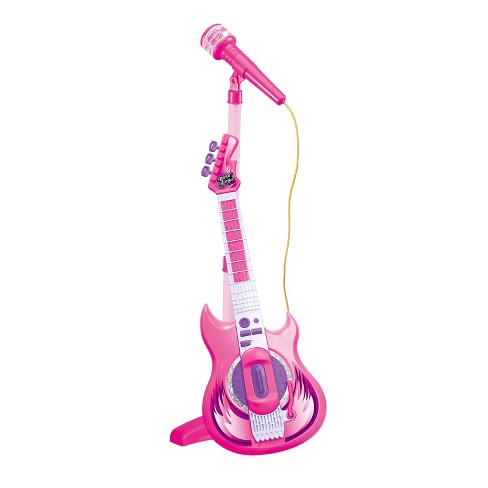 Contixo Pink Kids Guitar And Microphone Set - Adjustable Stand, Musical ...