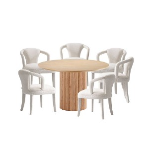 Manhattan Comfort 7pc Hathaway and Palmer Modern Dining Set Natural/Ivory - 1 of 4